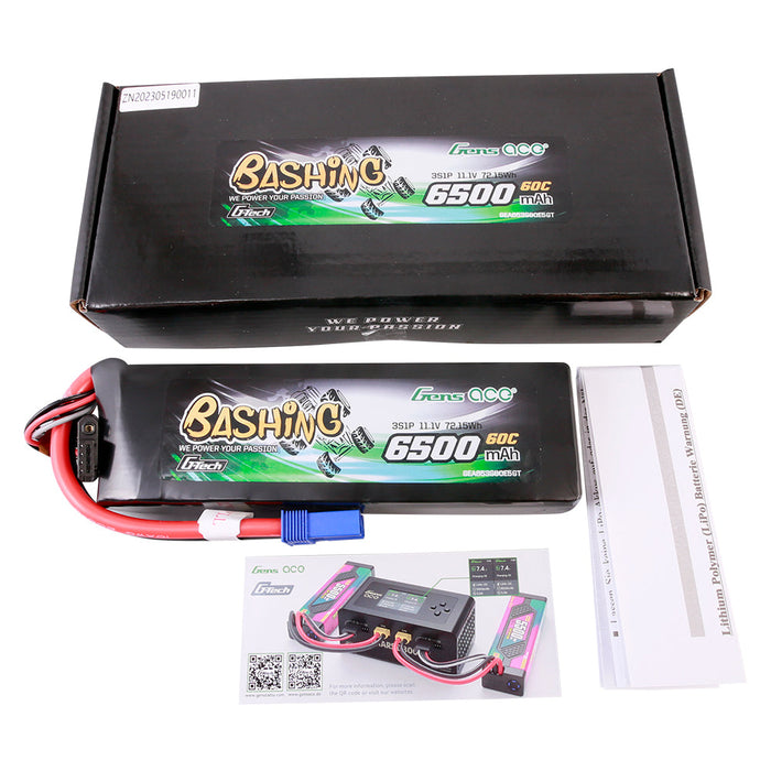 Gens Ace G-Tech Bashing 6500mAh 11.1V 60C 3S Lipo Battery (EC5)