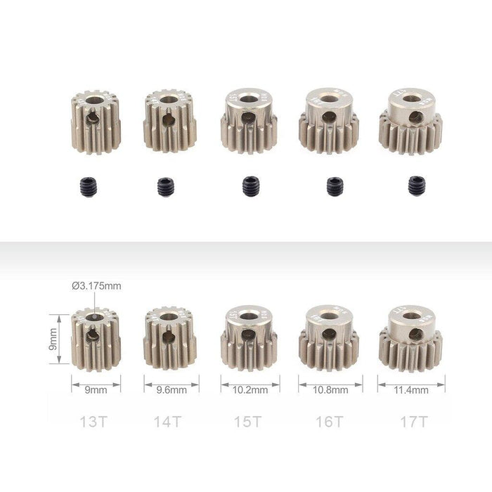 5PCS 13T-33T M0.6 Pinion (Staal) 3.175mm shaft Pinion Surpass Hobby 13T 14T 15T 16T 17T 