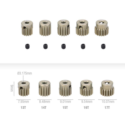 5PCS 13T-41T 48DP Pinion (Staal) 3.175mm shaft Pinion Surpass Hobby 13T-17T 