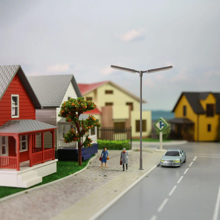 5PCS HO Scale Two-heads Street Lights LD06HOWGr 1/87 (Metaal) - upgraderc