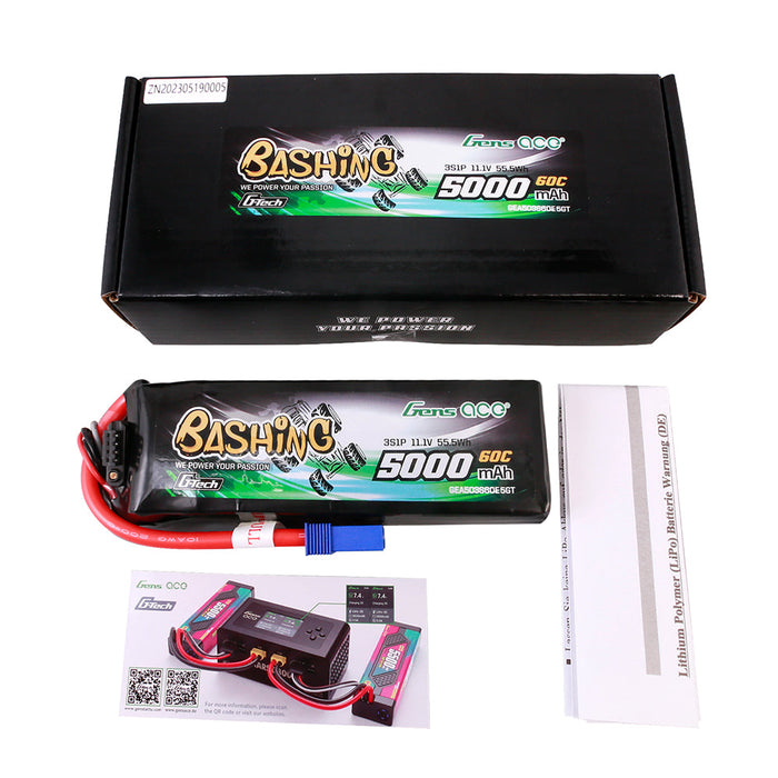 Gens Ace G-Tech 5000mAh 11.1V 3S 60C LiPo (EC5)