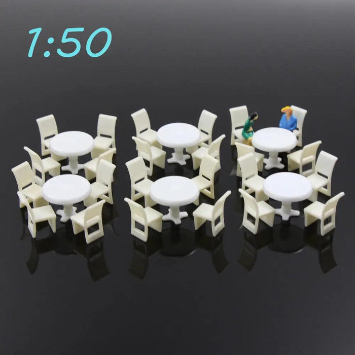 6PCS O Scale Round Dining Table 1/50 ZY01050 - upgraderc