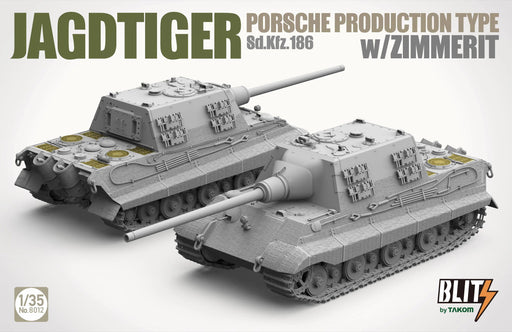 8012 JagdTiger Sd.Kfz. 186 Porsche Production w/Zimmerit 1/35 (Plastic) - upgraderc