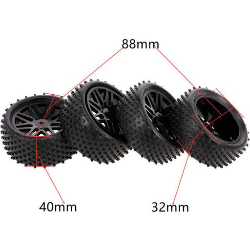 88/75mm Tire Wheels for 1/10, 1/14 Buggy (ABS, Rubber) Band en/of Velg upgraderc 