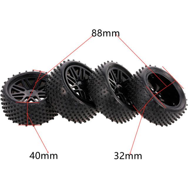 88/75mm Tire Wheels for 1/10, 1/14 Buggy (ABS, Rubber) Band en/of Velg upgraderc 