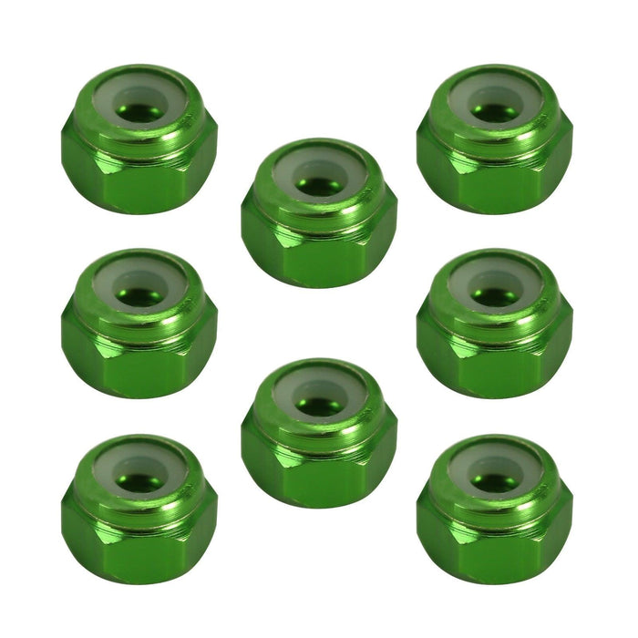 8PCS M2 Wheel Lock Nuts for 1/18, 1/24 Crawler (Aluminium) Schroef Injora Green 