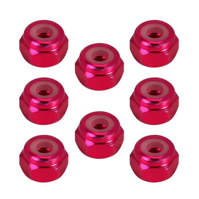 8PCS M2 Wheel Lock Nuts for 1/18, 1/24 Crawler (Aluminium) Schroef Injora Light Red 