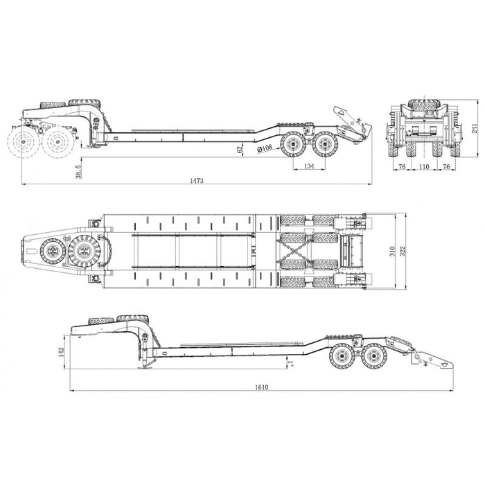 Cross RC Semi-Trailer T247 for BC8 Mammoth 1/12