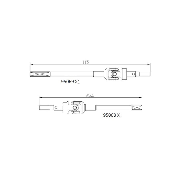 Cross RC Straight Axle CVD Shaft for AT4, AT6 Etc 1/10