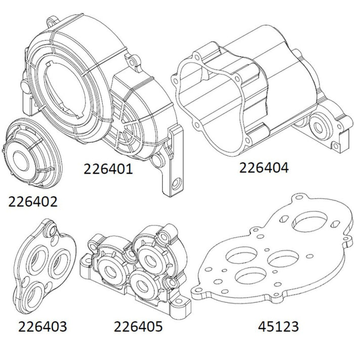 Cross RC Transmission Housing for EMO X 1/8