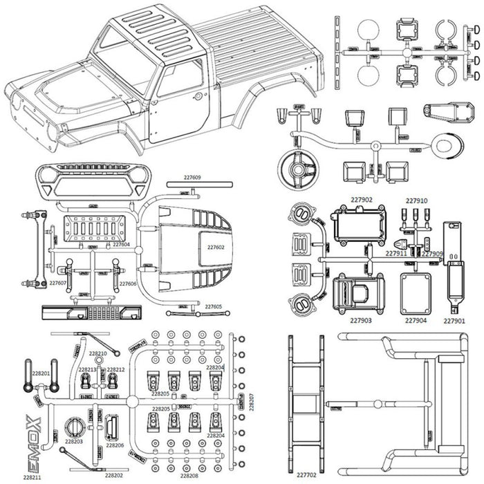 Cross RC Unpainted Body Set for EMO X 1/8 (Clear)