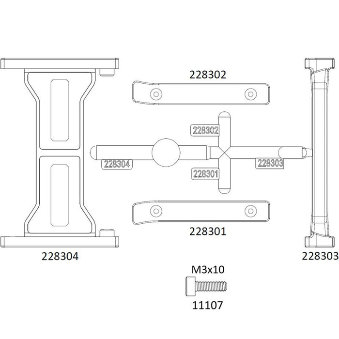 Cross RC Frame Beam I for EMO-X 1/8
