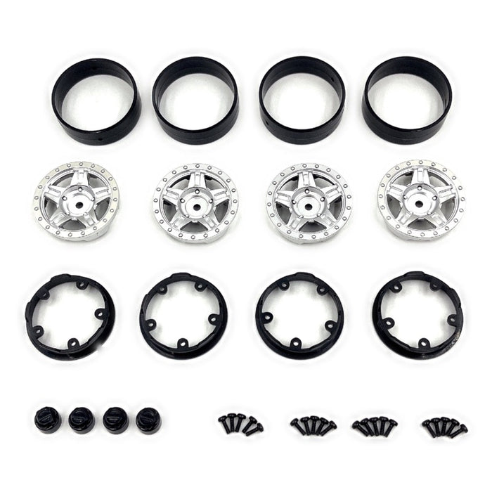 4PCS 1.2" Deep Star Beadlock Wheel for HobbyPlus CR18P 1/18 (Satin Silver)