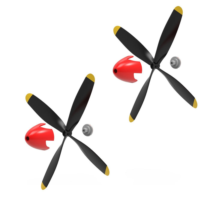 Volantex 2-teiliges Propeller-Komplettset, 4-Blatt, P51D 400 mm (Rot)