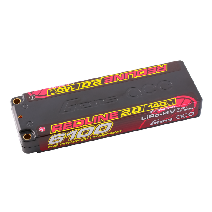 Gens Ace Redline 2.0 6100mAh 2S 7.6V 140C HardCase HV Lipo Battery