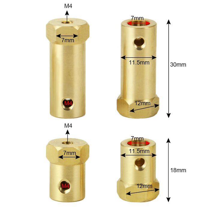 12mm Extended Hex Shaft Coupling 1/10 (Messing)