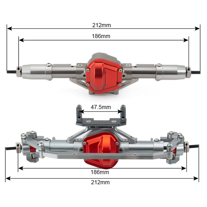 Vorder-/Hinterachse Gerade Achsenset für Axial SCX10 1/10 (Metaal)