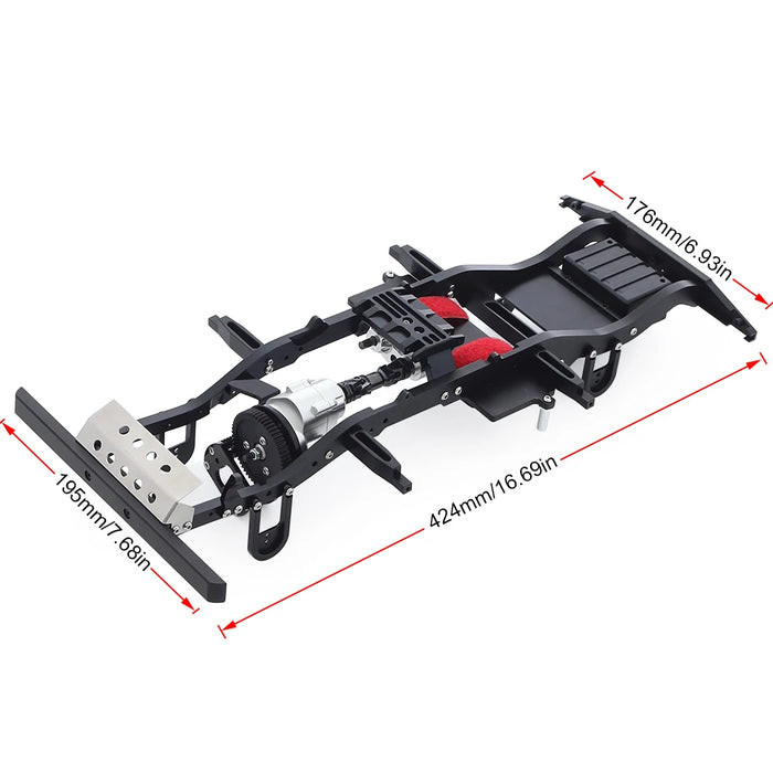Chassis Frame w/ Transmission Transfer Case for RC4WD Gelande II 1/10 (Metaal)