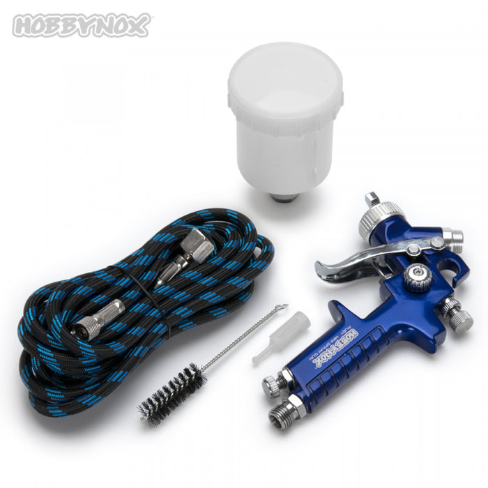 Hobbynox Mini-Spritzpistole mit Oberbecher 0.8mm 125ml Becher 3m Schlauch