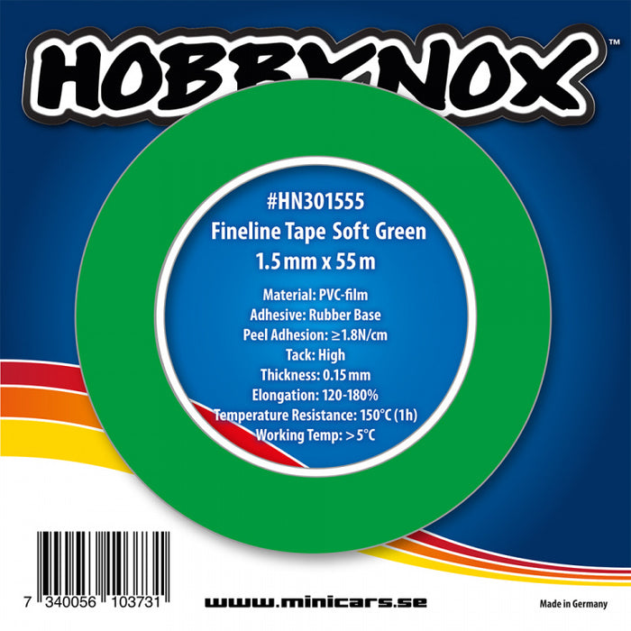 Ruban de masquage Hobbynox Fineline vert tendre 1.5mmx55m