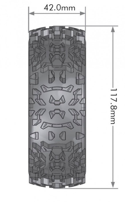 Jeu de roues de buggy 1/8 Louise 2PCS B-PIONEER 117.8x42mm