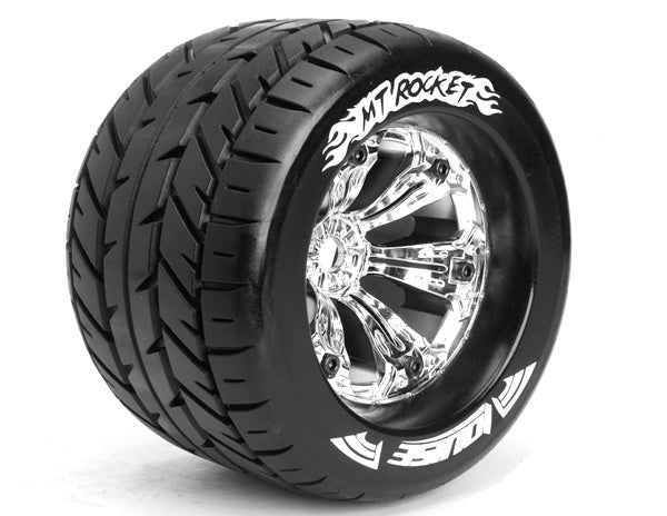Louise 2PCS MT-ROCKET 162x107mm 1/8 Monster Truck Wheel Set (Chrome)