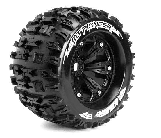 Louise 2PCS MT-PIONEER 170x105mm 1/8 jeu de roues pour Monster Truck (Noir)