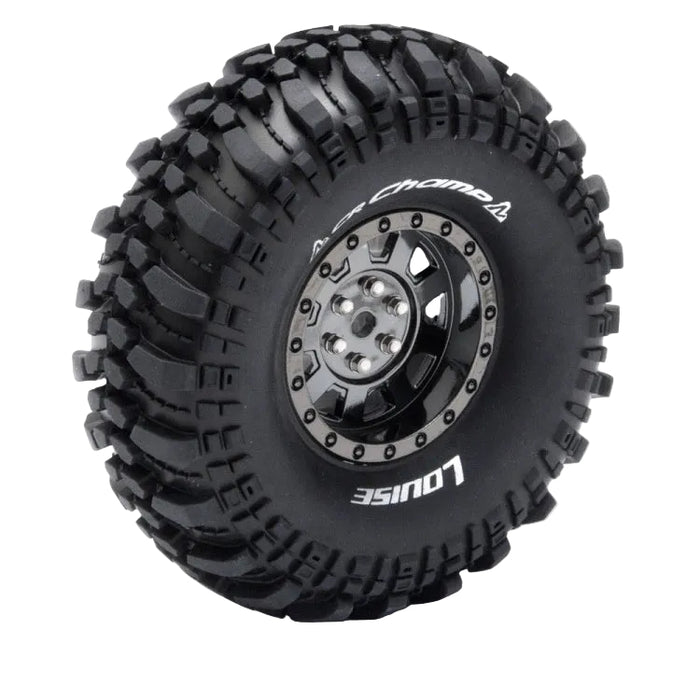 Louise 2PCS CR-CHAMP 1.9" 123x44.5mm 1/10 Crawler Wheel Set (Black Chrome)