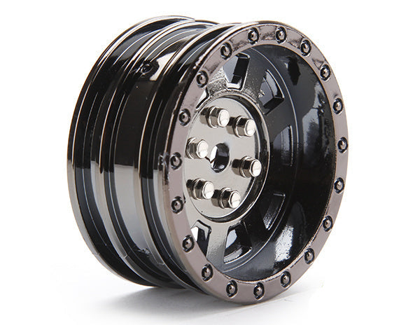 Ensemble de roues de crawler Louise 2PCS CR-ROWDY 1.9" 123x49mm 1/10 (chrome noir)
