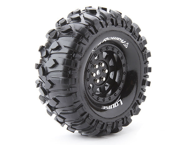 Louise 2PCS CR-ROWDY 1.9" 123x0.0mm 1/10 jeu de roues de crawler (noir)