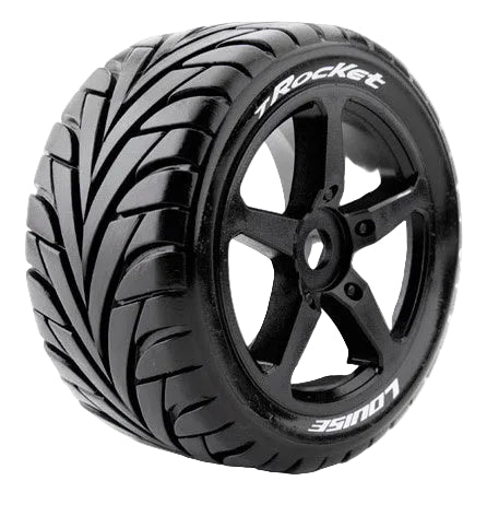 Louise 2PCS T-ROCKET 136.5x65mm 1/8 Kit de roues pour truggy (Noir)