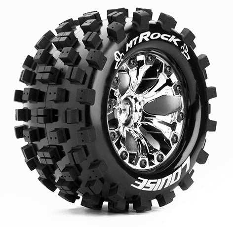 Louise 2PCS MT-ROCK 2.8" 126x72mm 1/10 Monster Truck Wheel Set (Chrome)