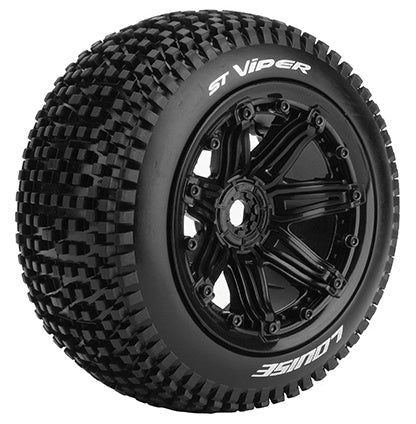 Louise 2PCS ST-VIPER 171.2x81.4mm 1/8 jeu de roues pour monster truck (noir)