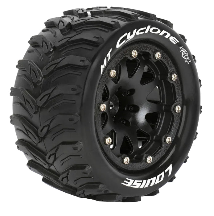 Louise 2PCS MT-CYCLONE 3.2" 135x70mm 1/10 Monster Truck Wheel Set (Black)