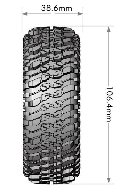 Louise 2PCS CR-CHAMP 1.9" 106.4x38.6mm 1/10 Crawler Wheel Set (Black)