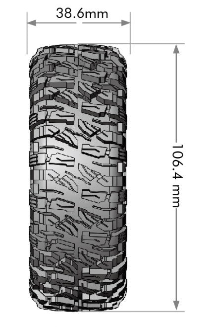 Louise 2PCS CR-MALLET 1.9" 106.4x38.6mm 1/10 Crawler Wheel Set (Black)