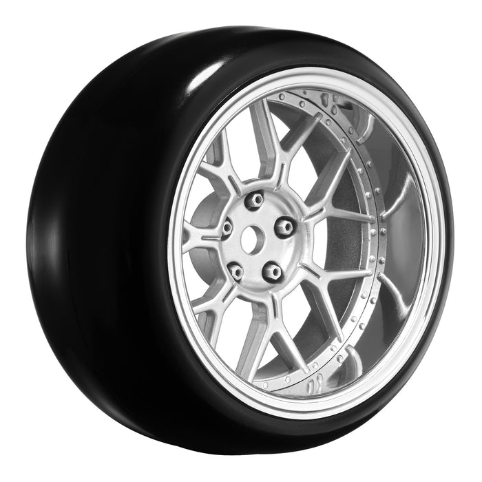 Louise 4-teiliges 65x26-mm-1/10-Drift-Set mit Rädern und veränderbarer Einpresstiefe (Mattsilber)