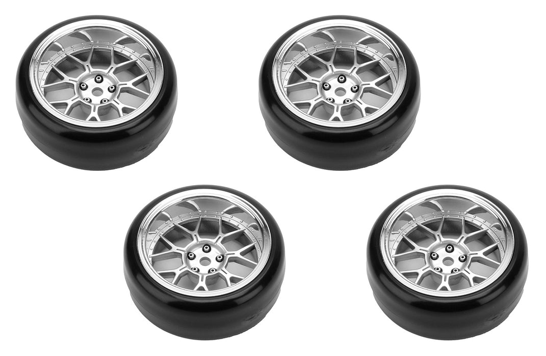 Louise 4-teiliges 65x26-mm-1/10-Drift-Set mit Rädern und veränderbarer Einpresstiefe (Mattsilber)