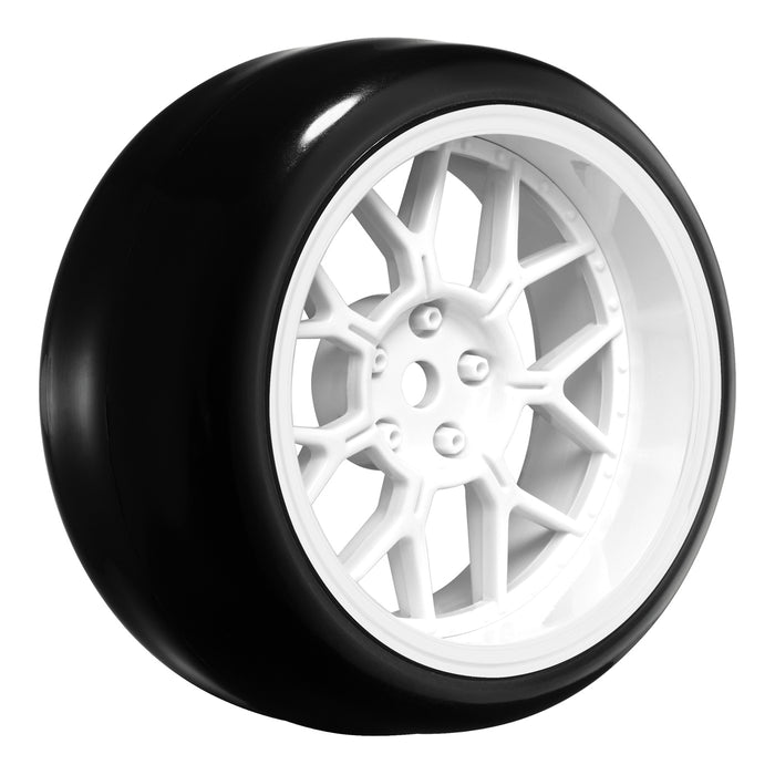 Jeu de 4 jantes à déport interchangeable Louise 65x26 mm 1/10 pour drift (blanches)