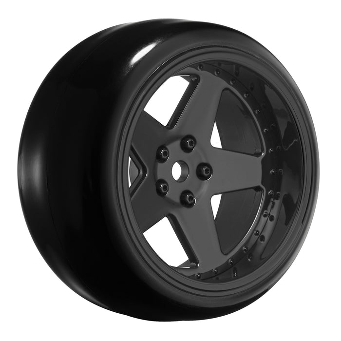Louise 4PCS 65x26mm 1/10 Ensemble de roues à déport réglable pour drift (Noir)