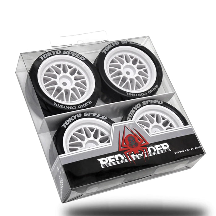 4PCS 65x28mm 1/10 Touring Drift Wheels Set (Plastic, Rubber)