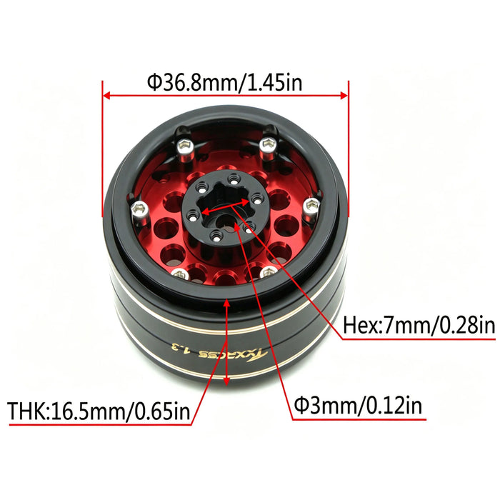 TxxRcss 4PCS 1.3" 36.8x16.5mm Beadlock Wheel Rims 1/18/24 (Alu)