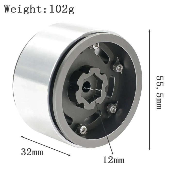 4PCS 1.9" 55.5x32mm 1/10 Crawler Beadlock Wheels Set (Metal)