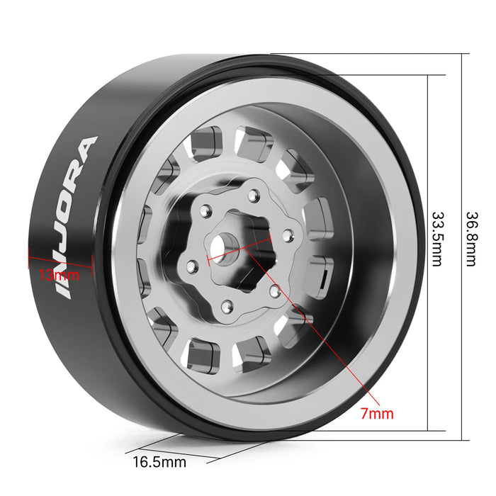 INJORA 4PCS 1.3" 33.5x16.5mm Beadlock Wheels Rims 1/18 1/24 (Alu)