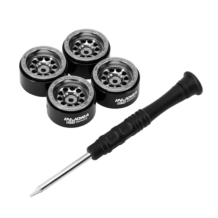 INJORA 4PCS 0.7" 19x10.7mm D19 Beadlock Crawler Wheels 1/30 (Alu)