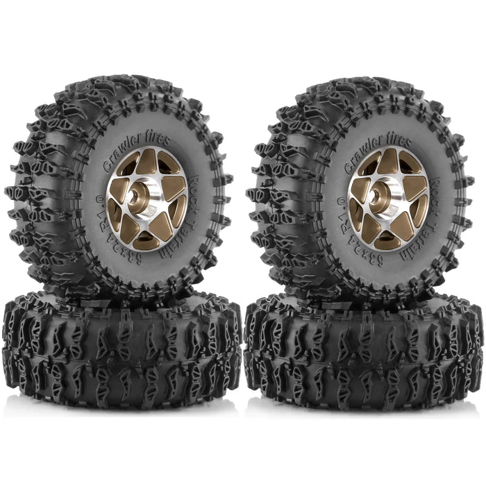 4PCS 1.3" 63x24mm 1/18 1/24 Crawler Beadlock Wheels Set (Metal, Rubber)