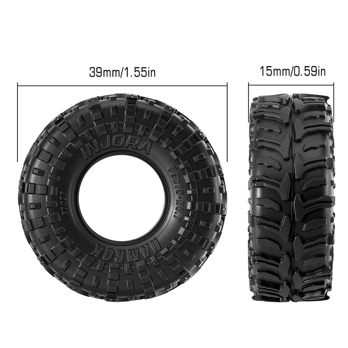 4PCS 39*15mm 0.7" HAMROK Tires for Axial SCX30 1/30