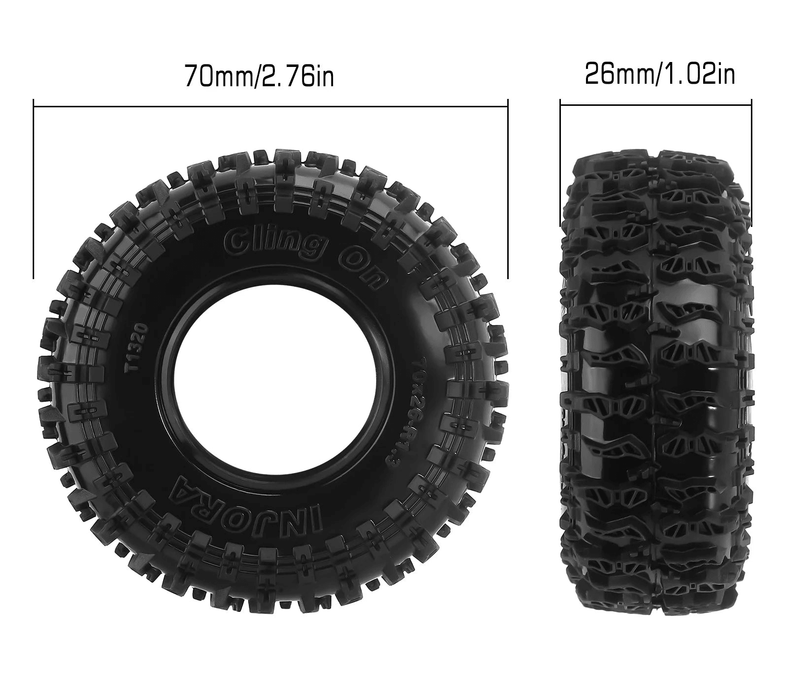INJORA S5 1,3" 70x26mm 1/18 1/24 Pneus pour Crawler