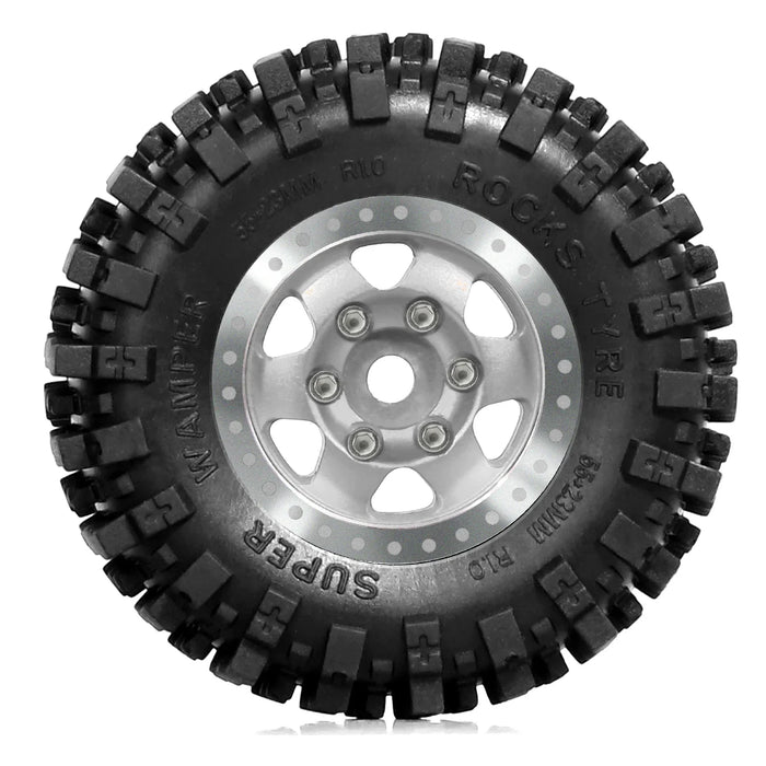 4PCS 1.0" 55x23mm 1/24 1/18 Crawler Beadlock Wheels Set (Metal, Rubber)