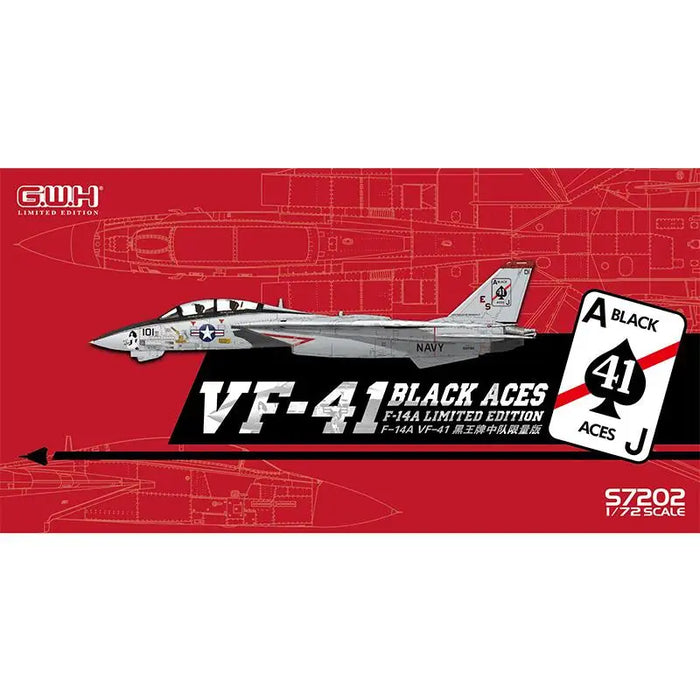 S7202 U.S. F-14A Tomcat VF-41 Black Aces Limited Edition 1/72 (Plastic)